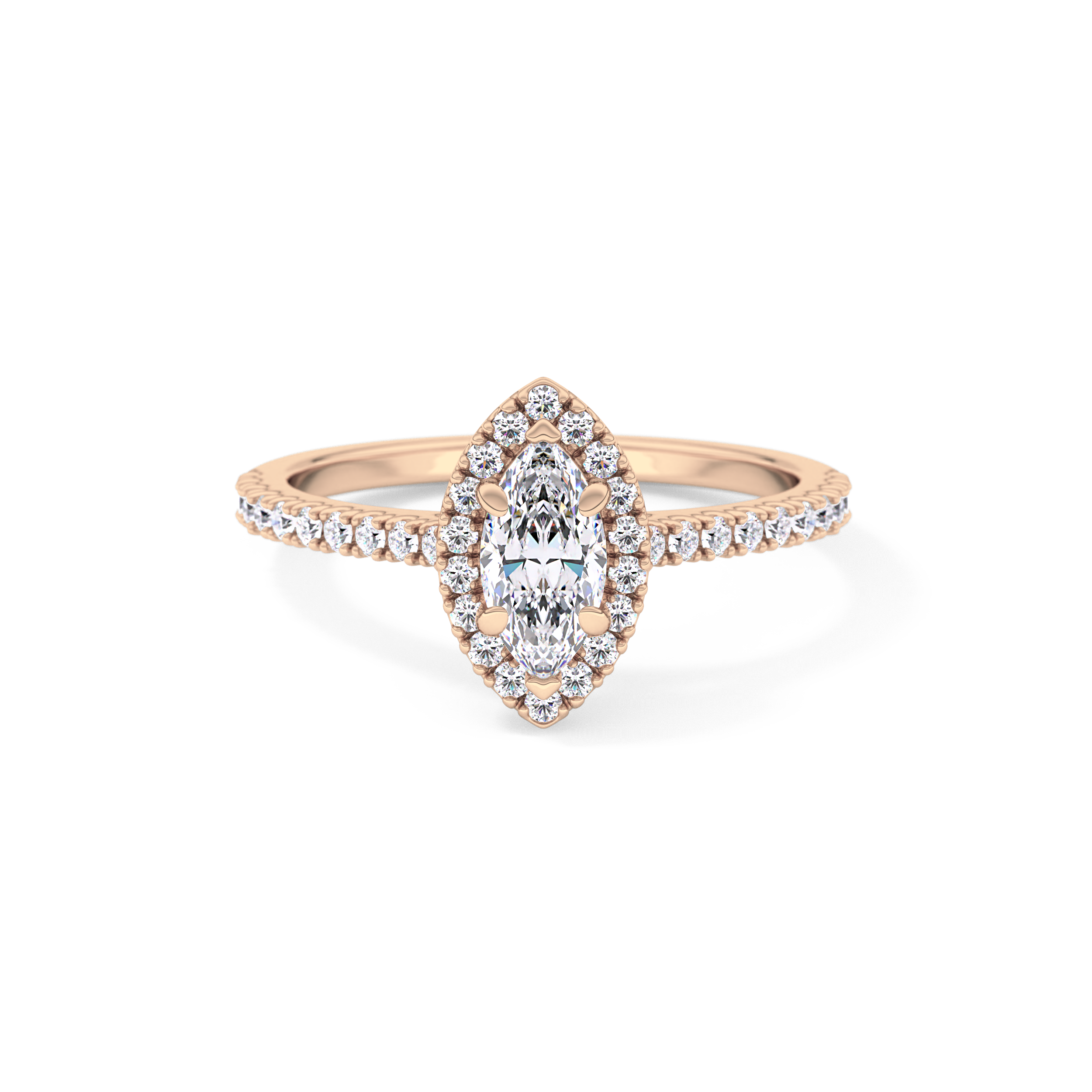 Marquise Halo & Pave Lab Grown Diamond Engagement Ring