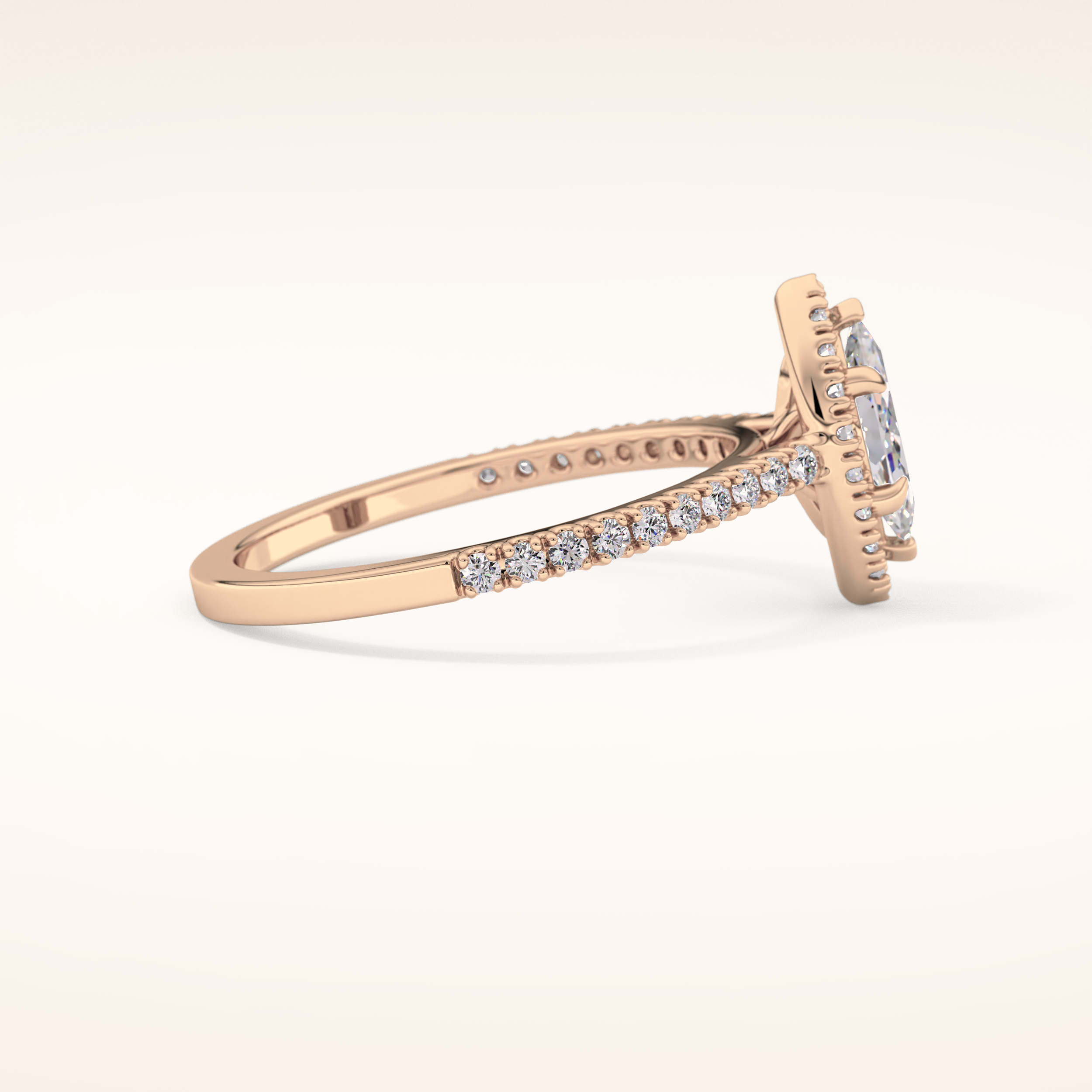 0.42 CT Marquise Shaped Halo & Pave Moissanite Engagement Ring
