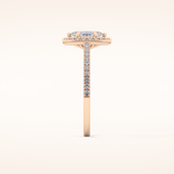 0.42 CT Marquise Shaped Halo & Pave Moissanite Engagement Ring