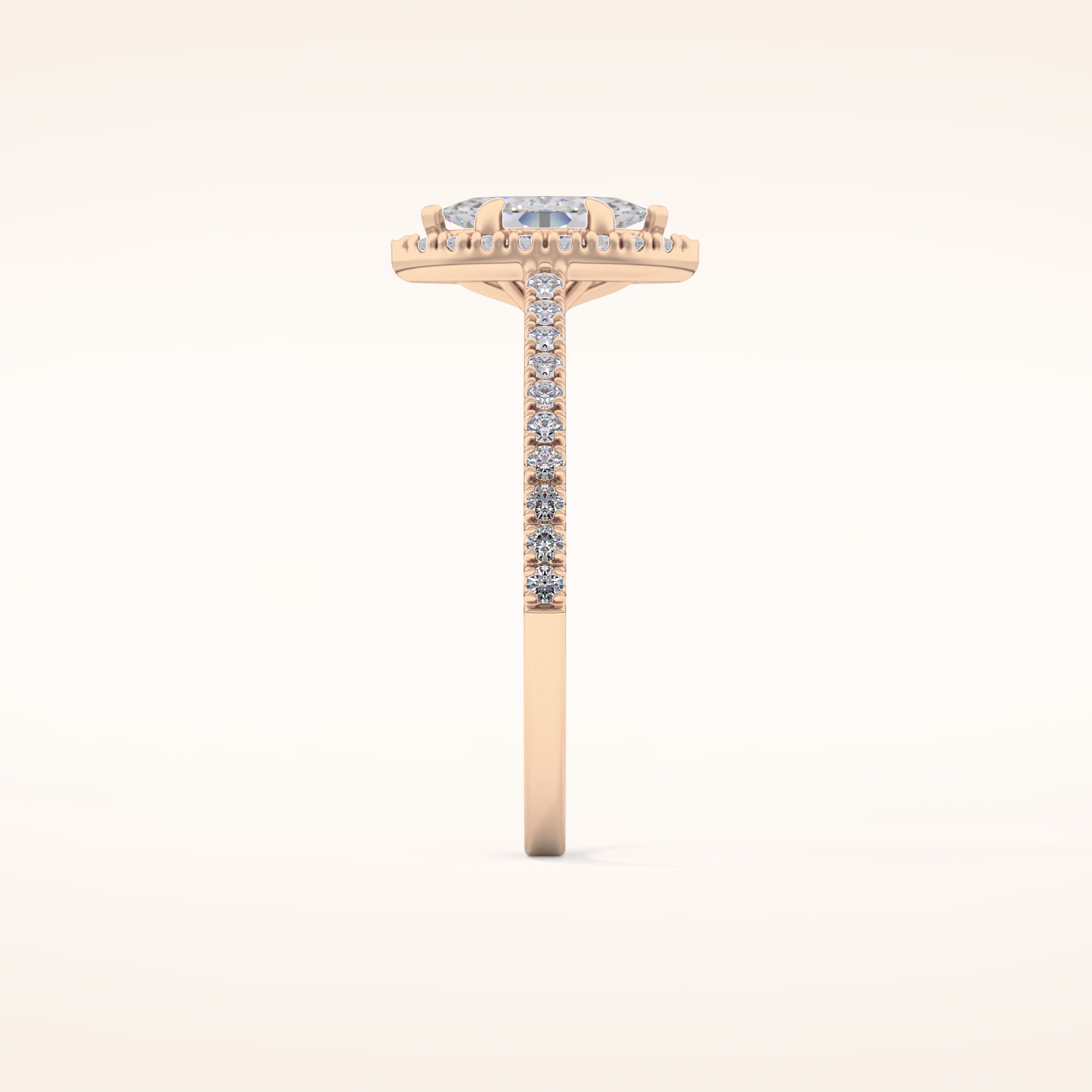 0.42 CT Marquise Shaped Halo & Pave Moissanite Engagement Ring
