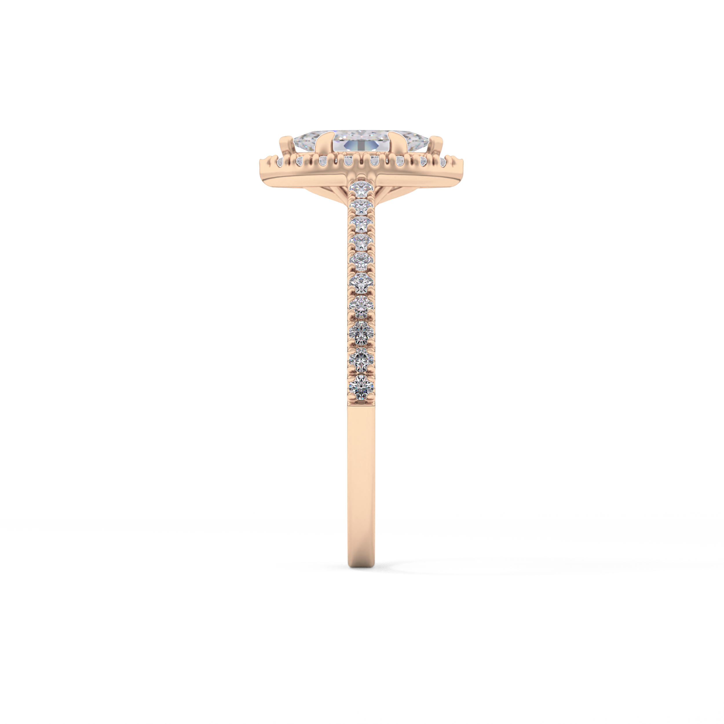 Marquise Halo & Pave Lab Grown Diamond Engagement Ring