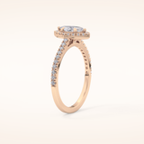 0.42 CT Marquise Shaped Halo & Pave Moissanite Engagement Ring
