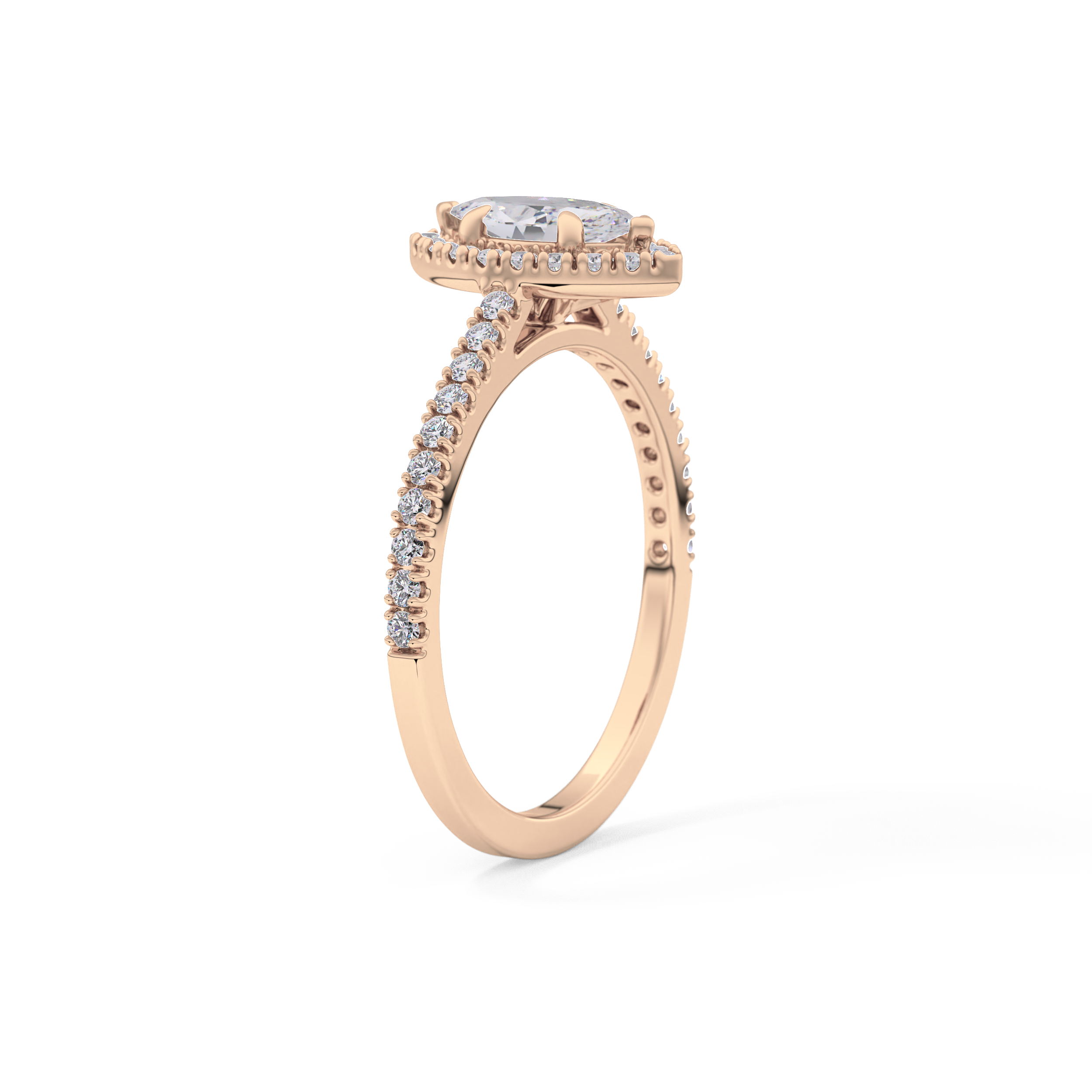 Marquise Halo & Pave Lab Grown Diamond Engagement Ring