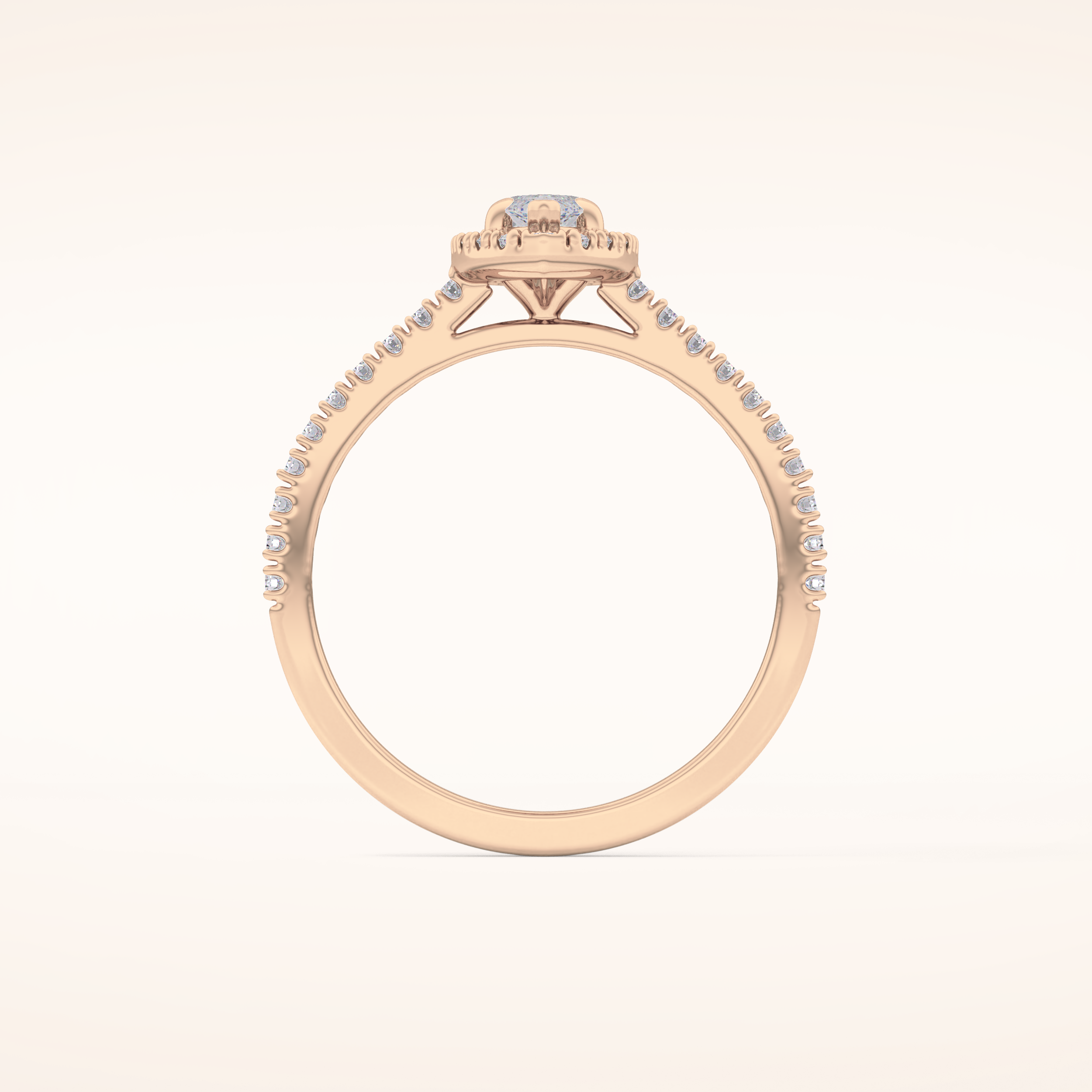 0.42 CT Marquise Shaped Halo & Pave Moissanite Engagement Ring