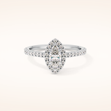 0.42 CT Marquise Shaped Halo & Pave Moissanite Engagement Ring