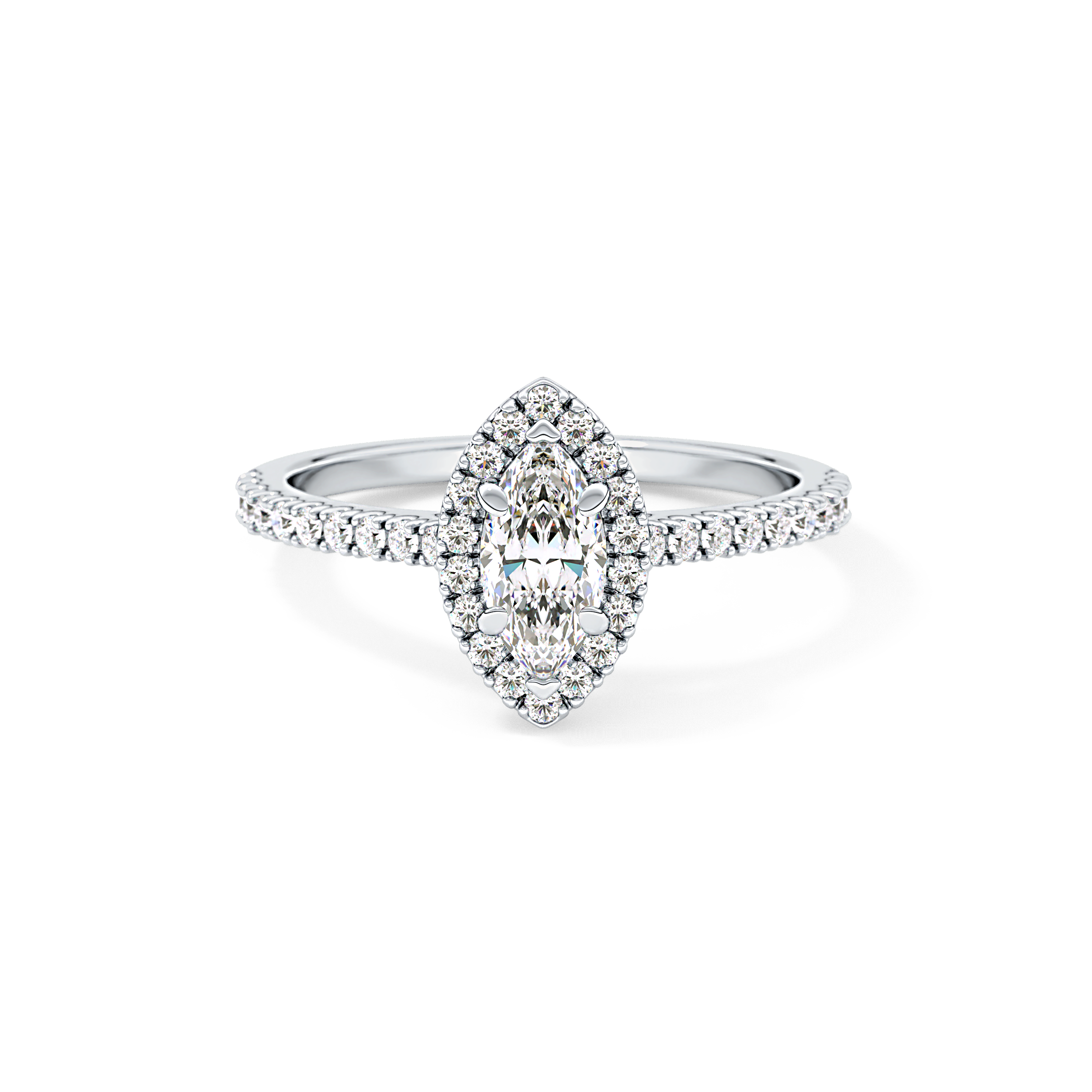 Marquise Halo & Pave Lab Grown Diamond Engagement Ring