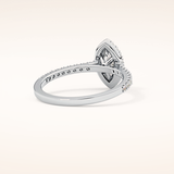 0.42 CT Marquise Shaped Halo & Pave Moissanite Engagement Ring