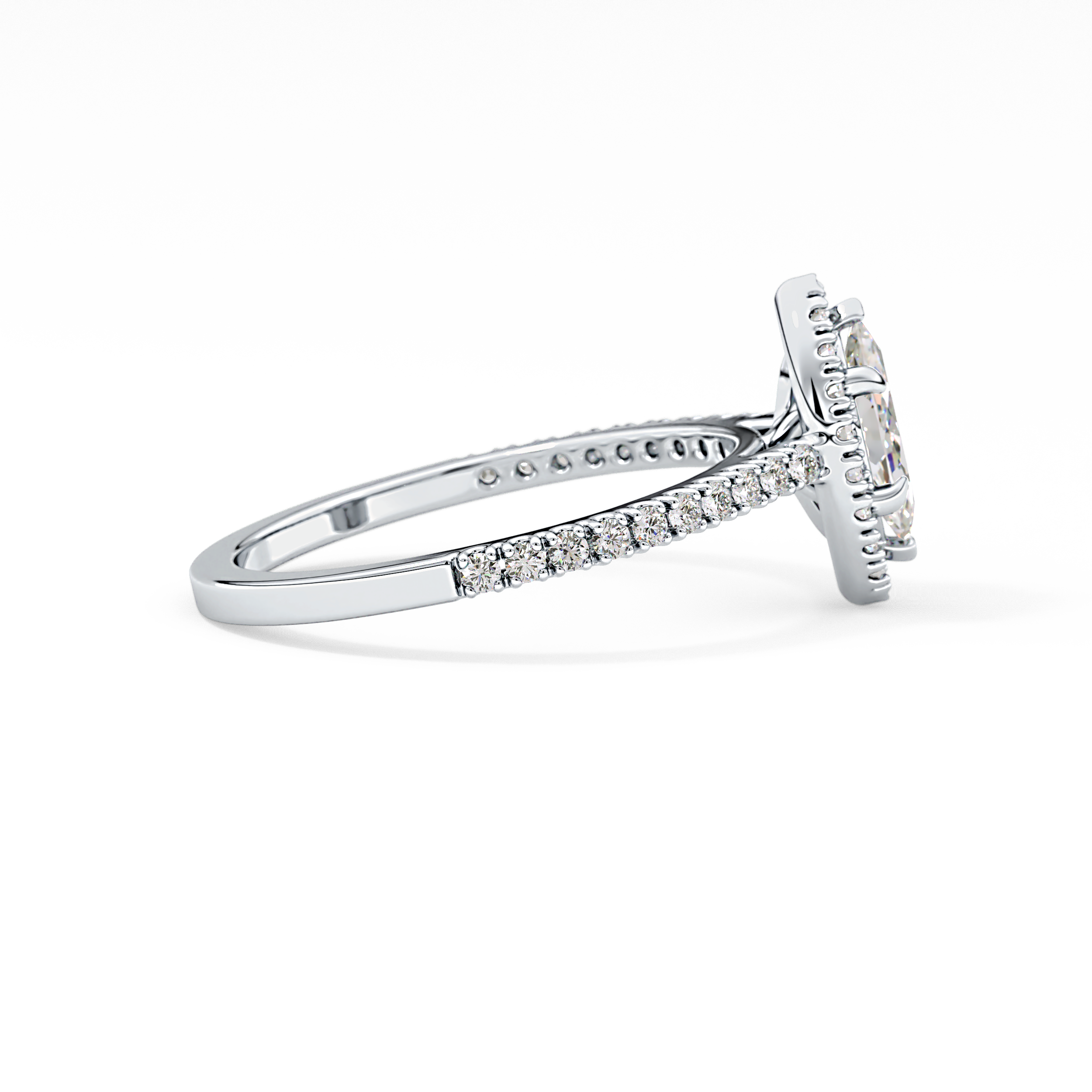 Marquise Halo & Pave Lab Grown Diamond Engagement Ring
