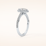 0.42 CT Marquise Shaped Halo & Pave Moissanite Engagement Ring