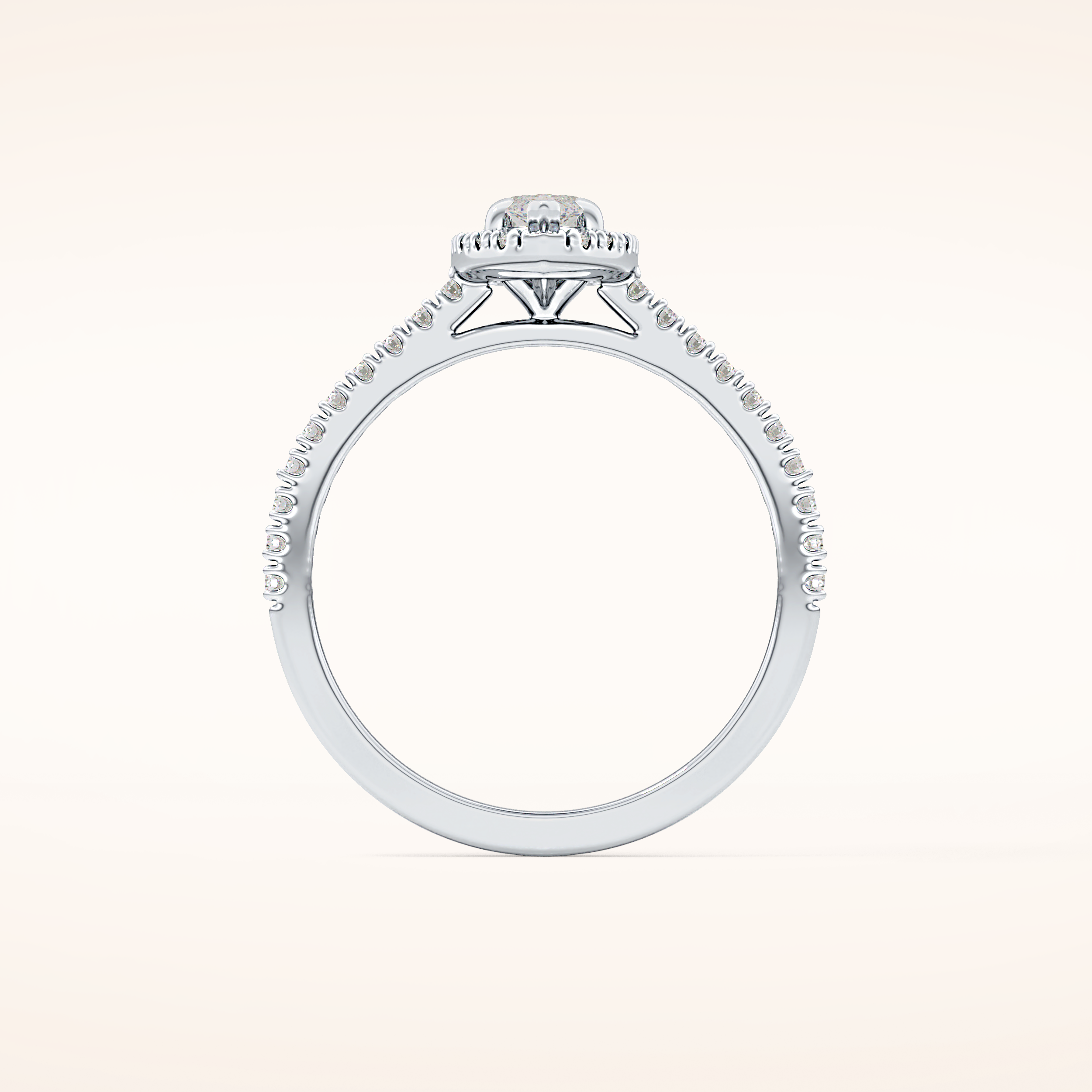 0.42 CT Marquise Shaped Halo & Pave Moissanite Engagement Ring