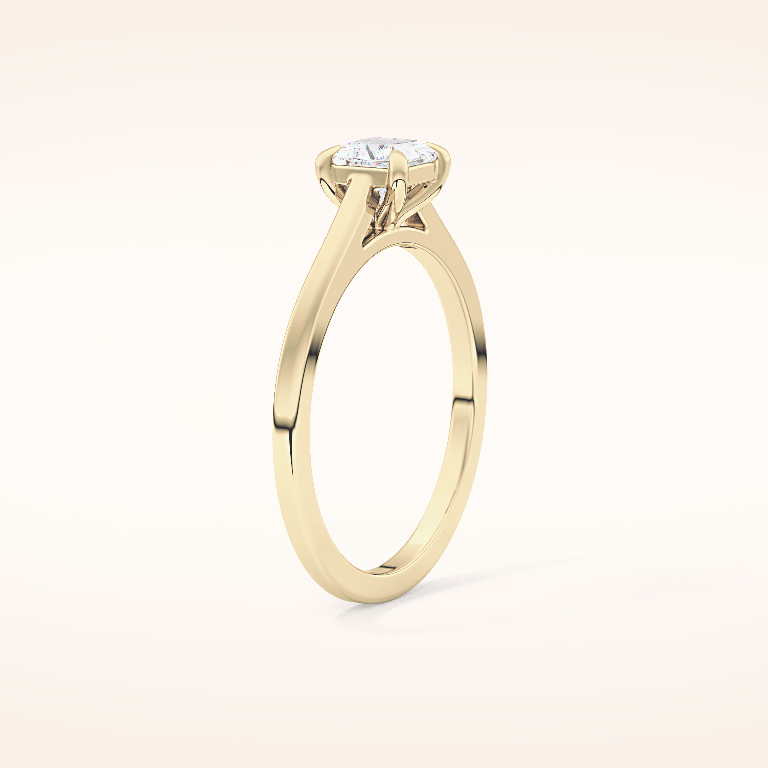 0.57 CT Princess Shaped Solitaire Moissanite Engagement Ring