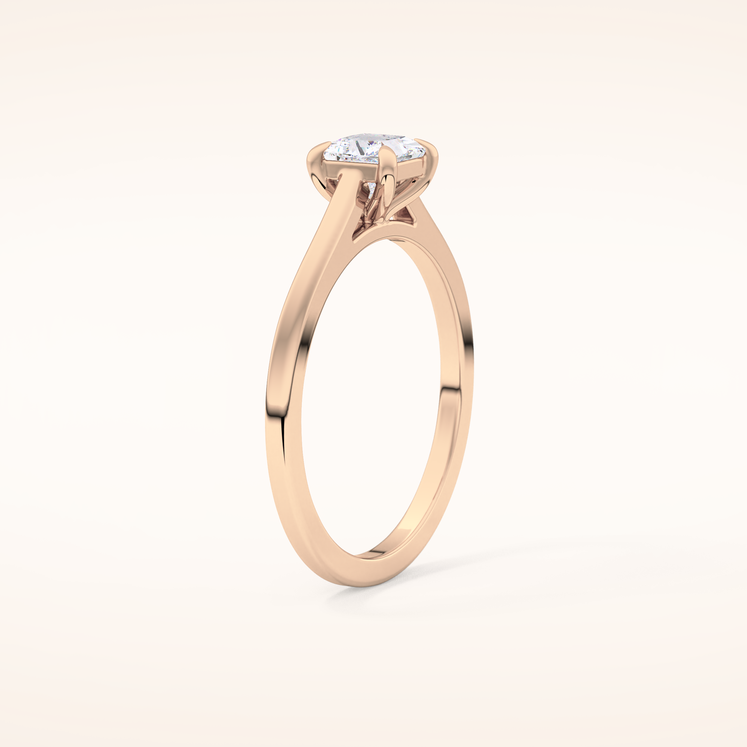 0.57 CT Princess Shaped Solitaire Moissanite Engagement Ring