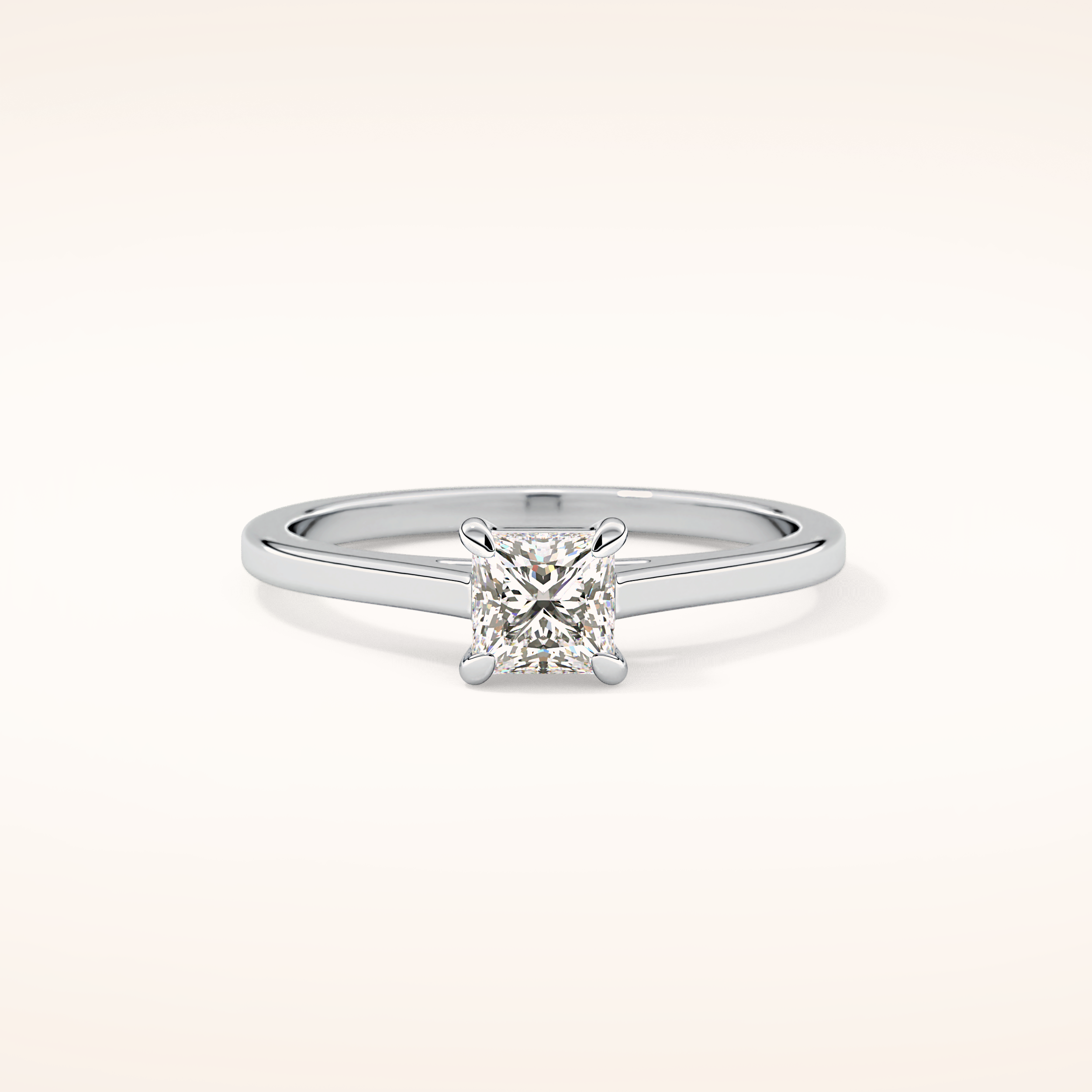 0.57 CT Princess Shaped Solitaire Moissanite Engagement Ring
