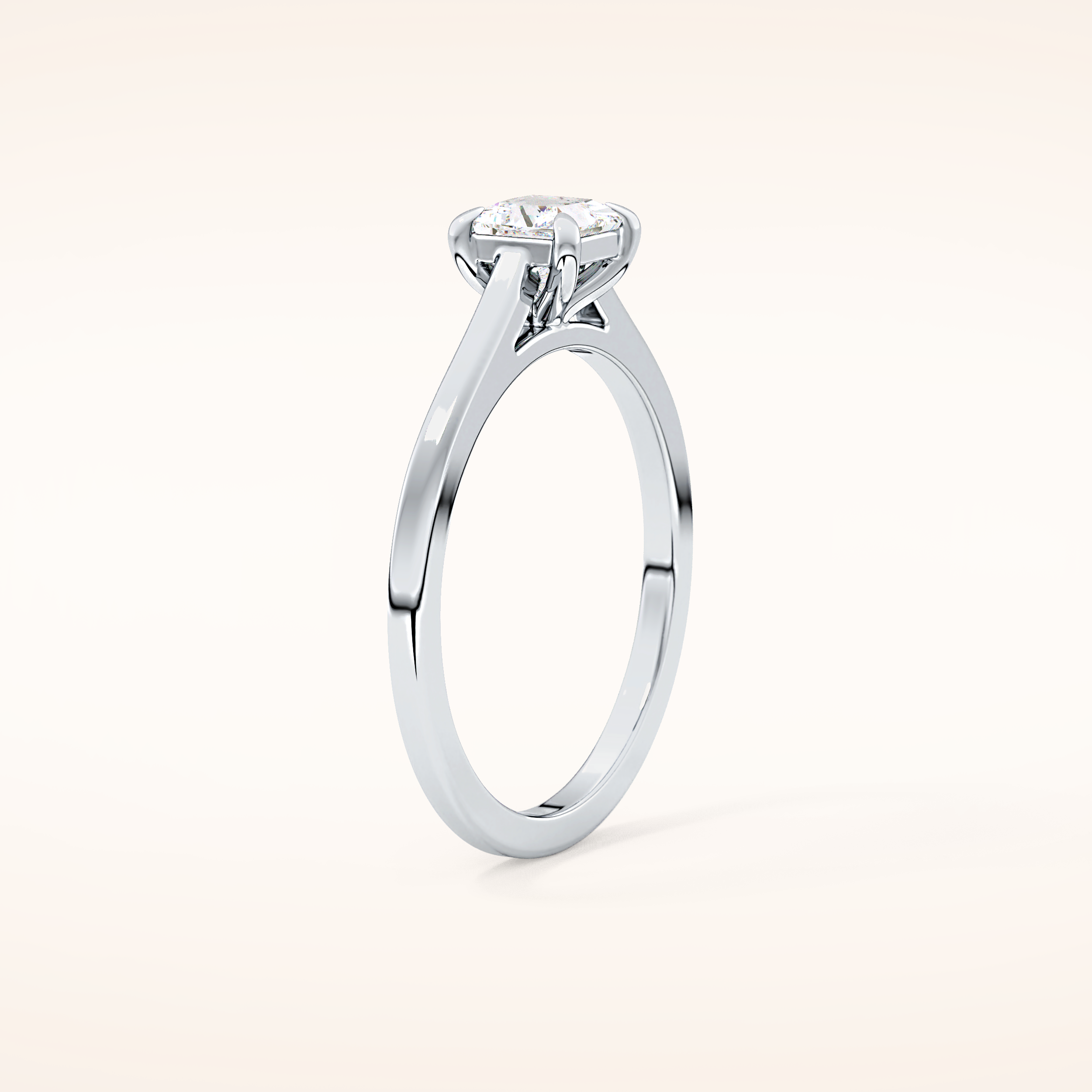 0.57 CT Princess Shaped Solitaire Moissanite Engagement Ring