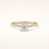 0.57 CT Princess Shaped Pave Moissanite Engagement Ring