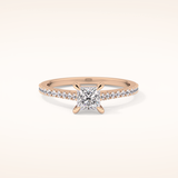 0.57 CT Princess Shaped Pave Moissanite Engagement Ring