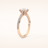 0.57 CT Princess Shaped Pave Moissanite Engagement Ring