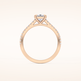 0.57 CT Princess Shaped Pave Moissanite Engagement Ring
