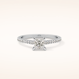 0.57 CT Princess Shaped Pave Moissanite Engagement Ring