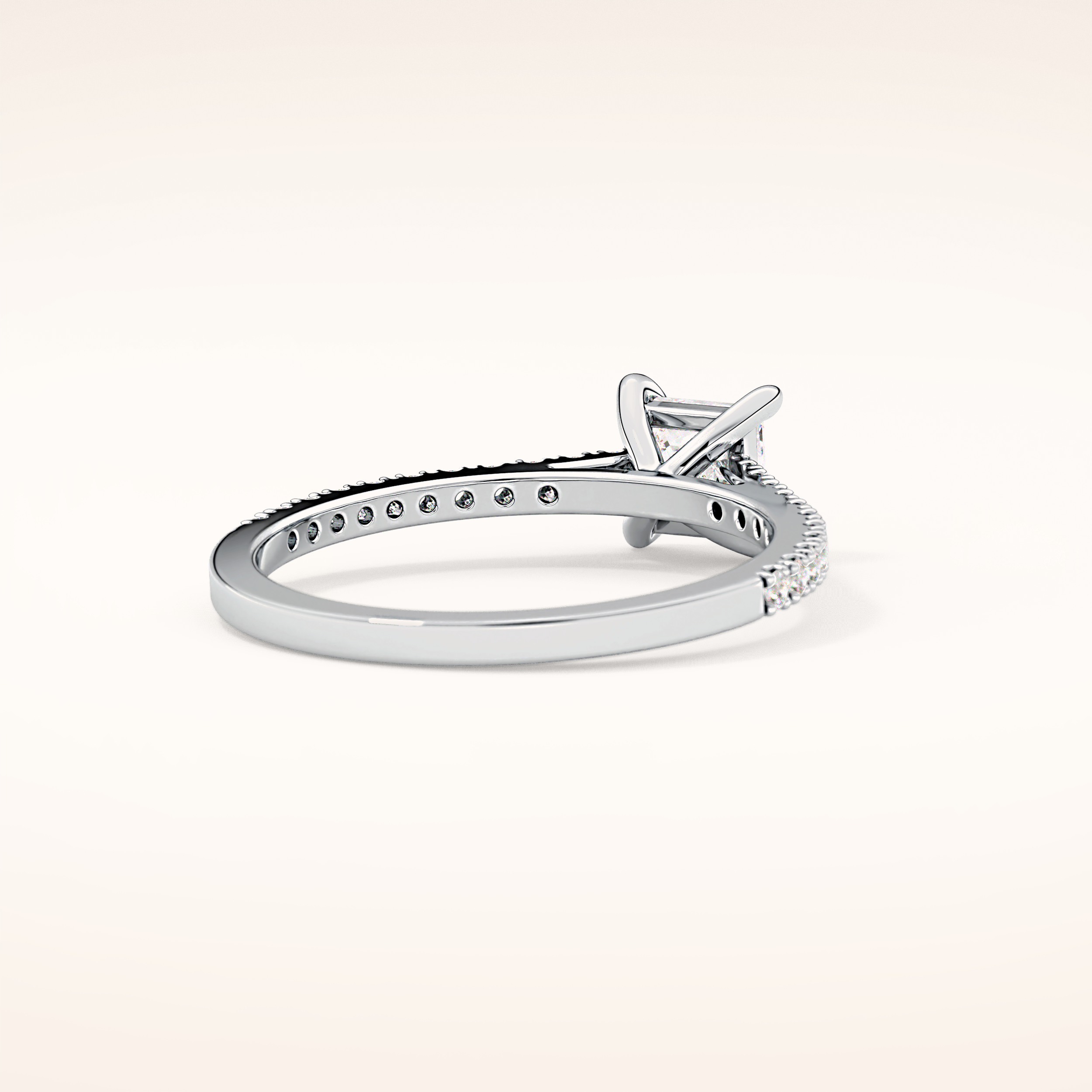 0.57 CT Princess Shaped Pave Moissanite Engagement Ring