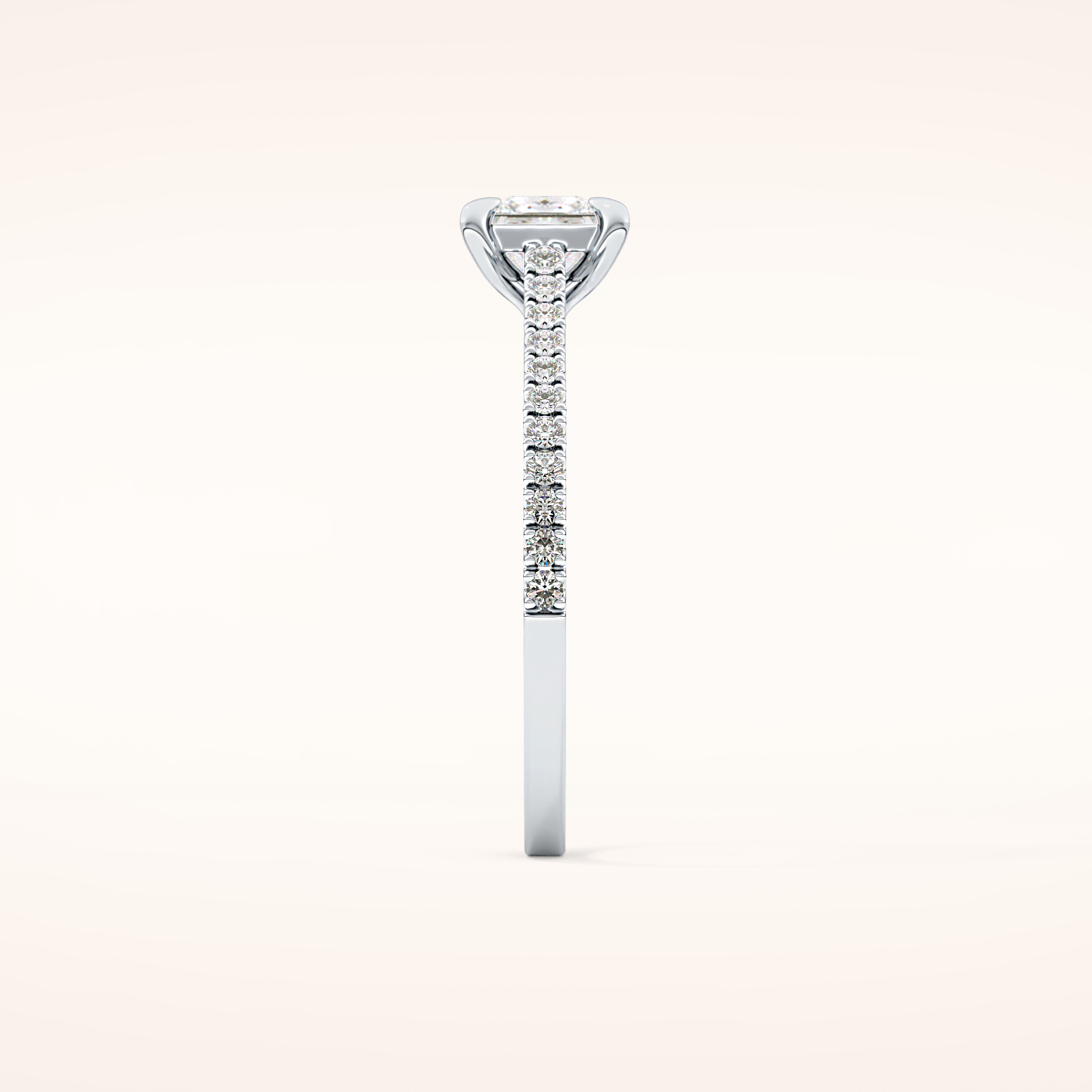 0.57 CT Princess Shaped Pave Moissanite Engagement Ring