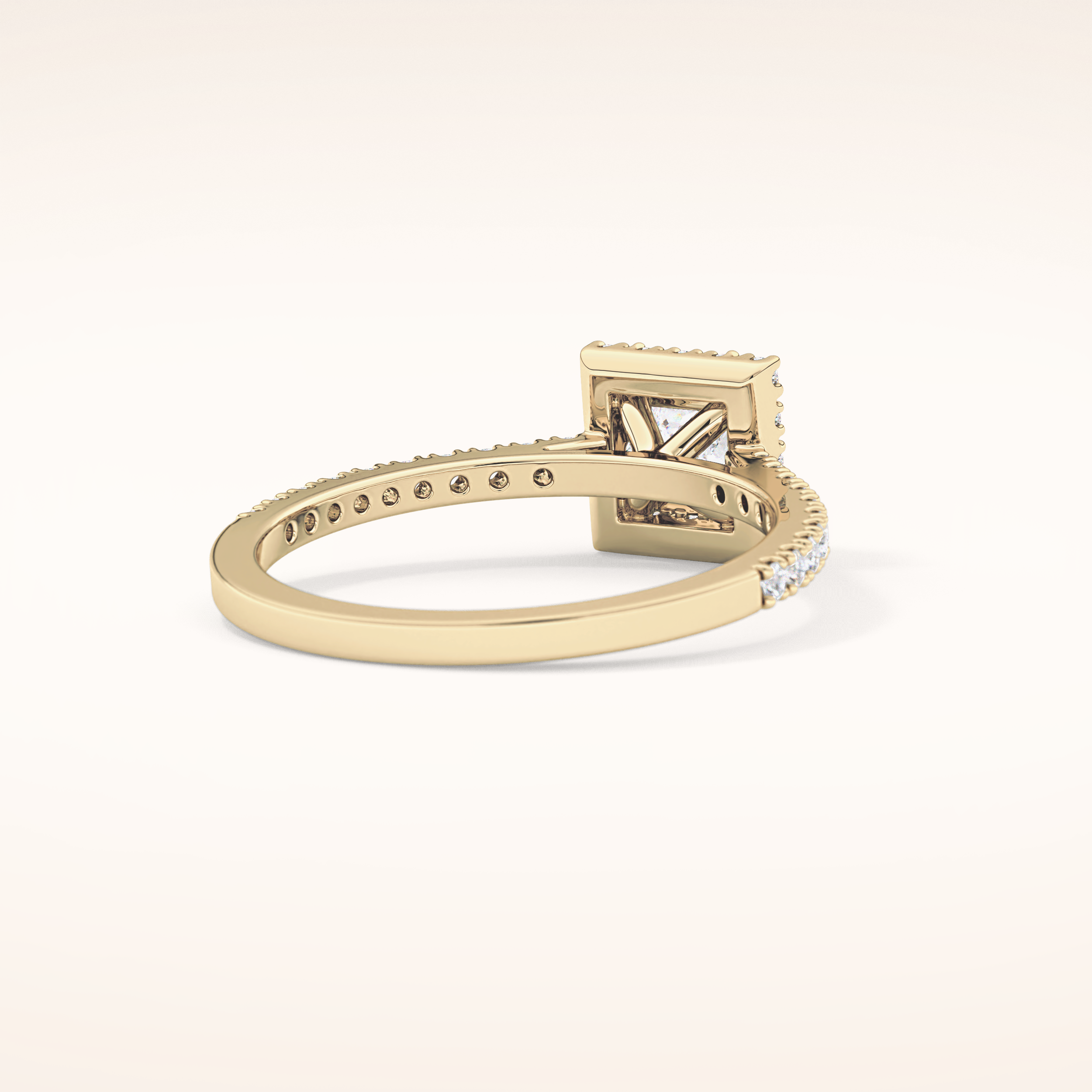 0.57 CT Princess Shaped Halo & Pave Moissanite Engagement Ring