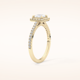 0.57 CT Princess Shaped Halo & Pave Moissanite Engagement Ring