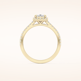 0.57 CT Princess Shaped Halo & Pave Moissanite Engagement Ring