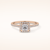 0.57 CT Princess Shaped Halo & Pave Moissanite Engagement Ring