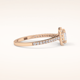 0.57 CT Princess Shaped Halo & Pave Moissanite Engagement Ring