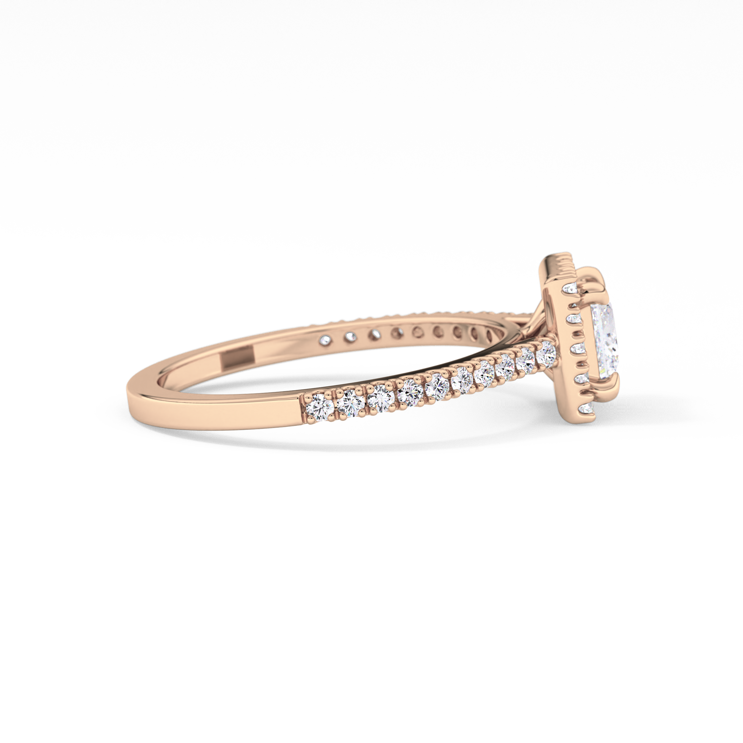 Princess Halo & Pave Lab Grown Diamond Engagement Ring
