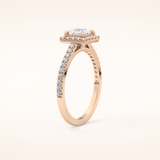 0.57 CT Princess Shaped Halo & Pave Moissanite Engagement Ring