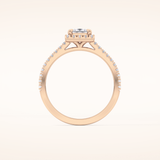 0.57 CT Princess Shaped Halo & Pave Moissanite Engagement Ring
