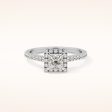 0.57 CT Princess Shaped Halo & Pave Moissanite Engagement Ring