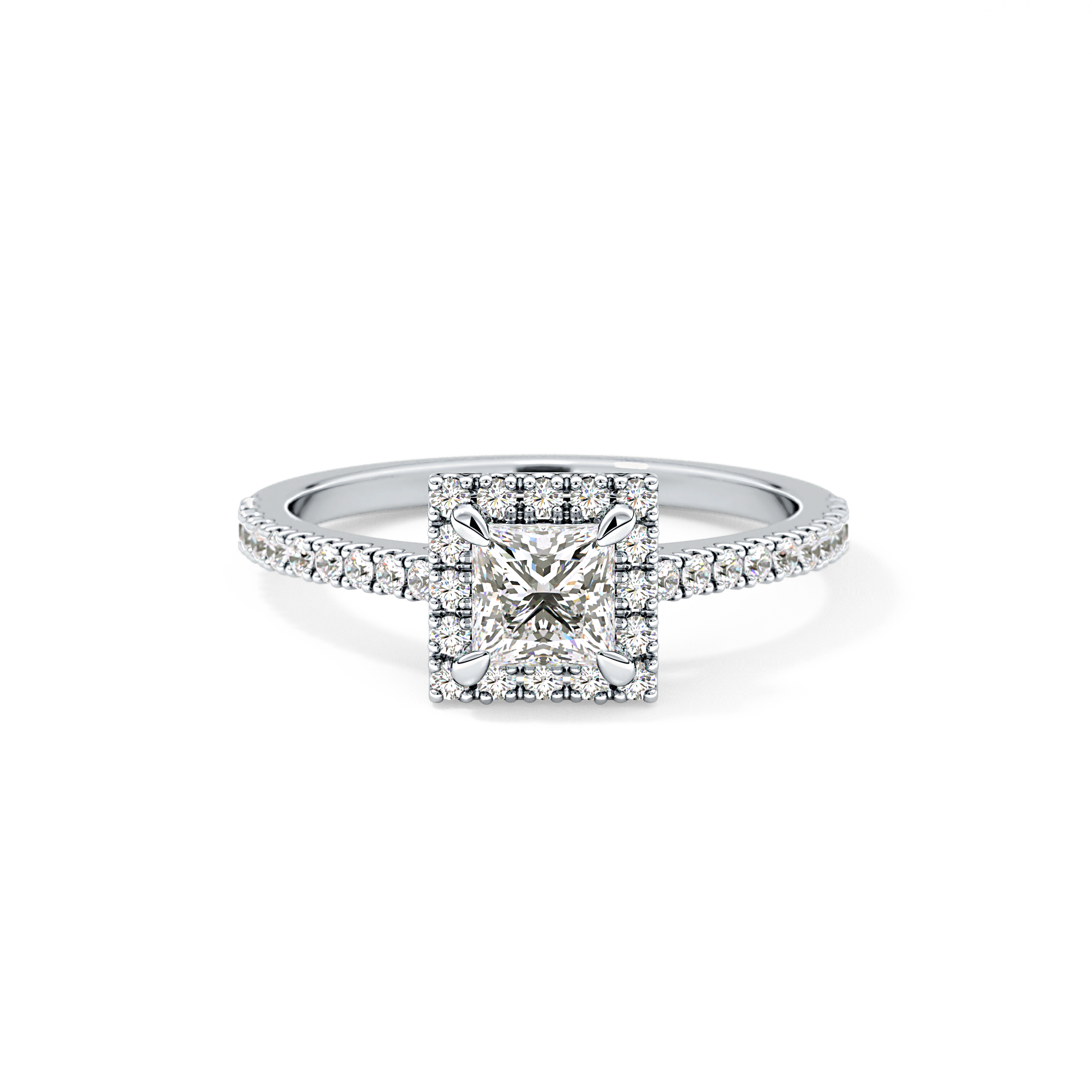 Princess Halo & Pave Lab Grown Diamond Engagement Ring