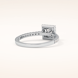 0.57 CT Princess Shaped Halo & Pave Moissanite Engagement Ring