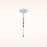0.57 CT Princess Shaped Halo & Pave Moissanite Engagement Ring