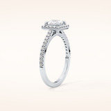 0.57 CT Princess Shaped Halo & Pave Moissanite Engagement Ring