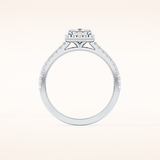0.57 CT Princess Shaped Halo & Pave Moissanite Engagement Ring