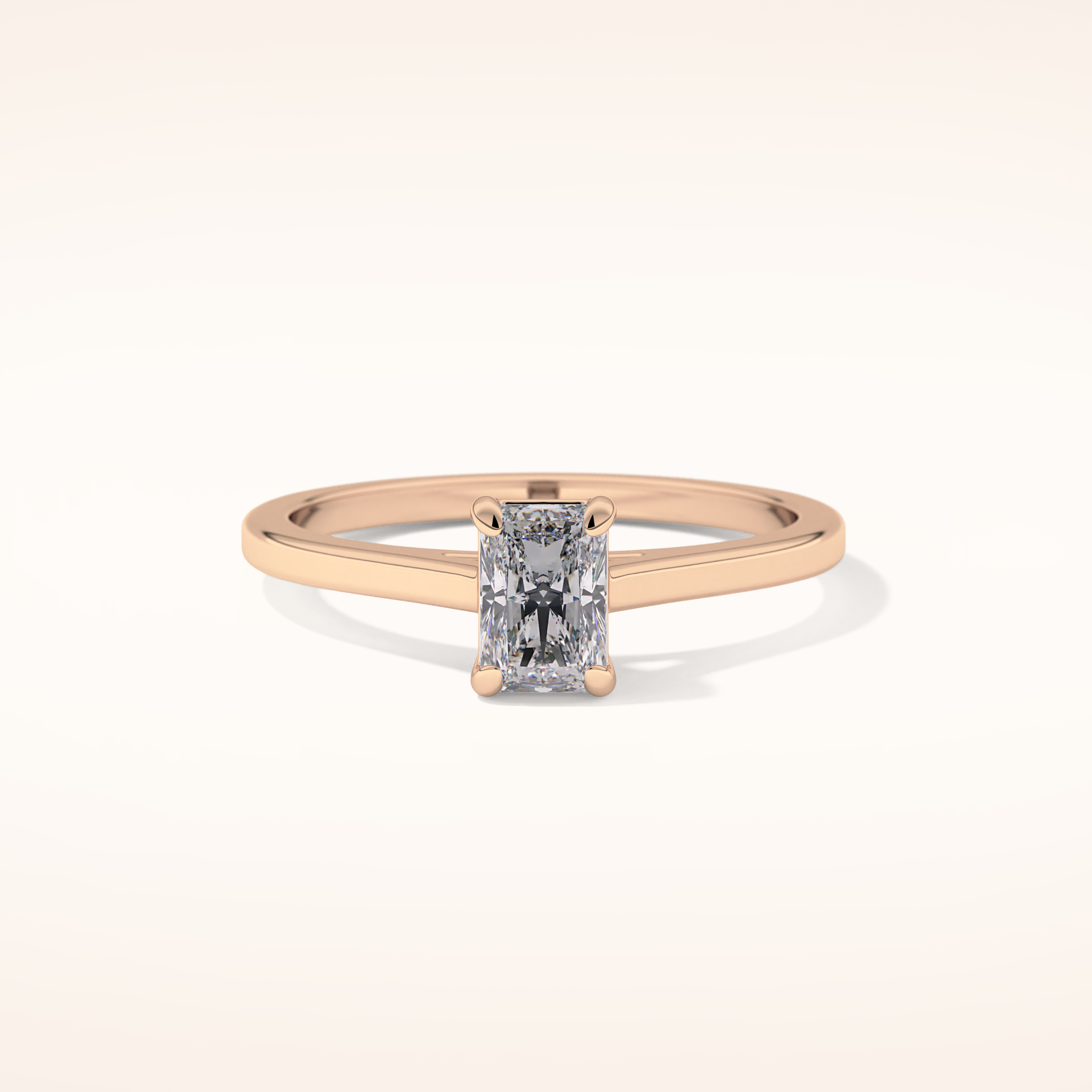 0.66 CT Radiant Shaped Solitaire Moissanite Engagement Ring