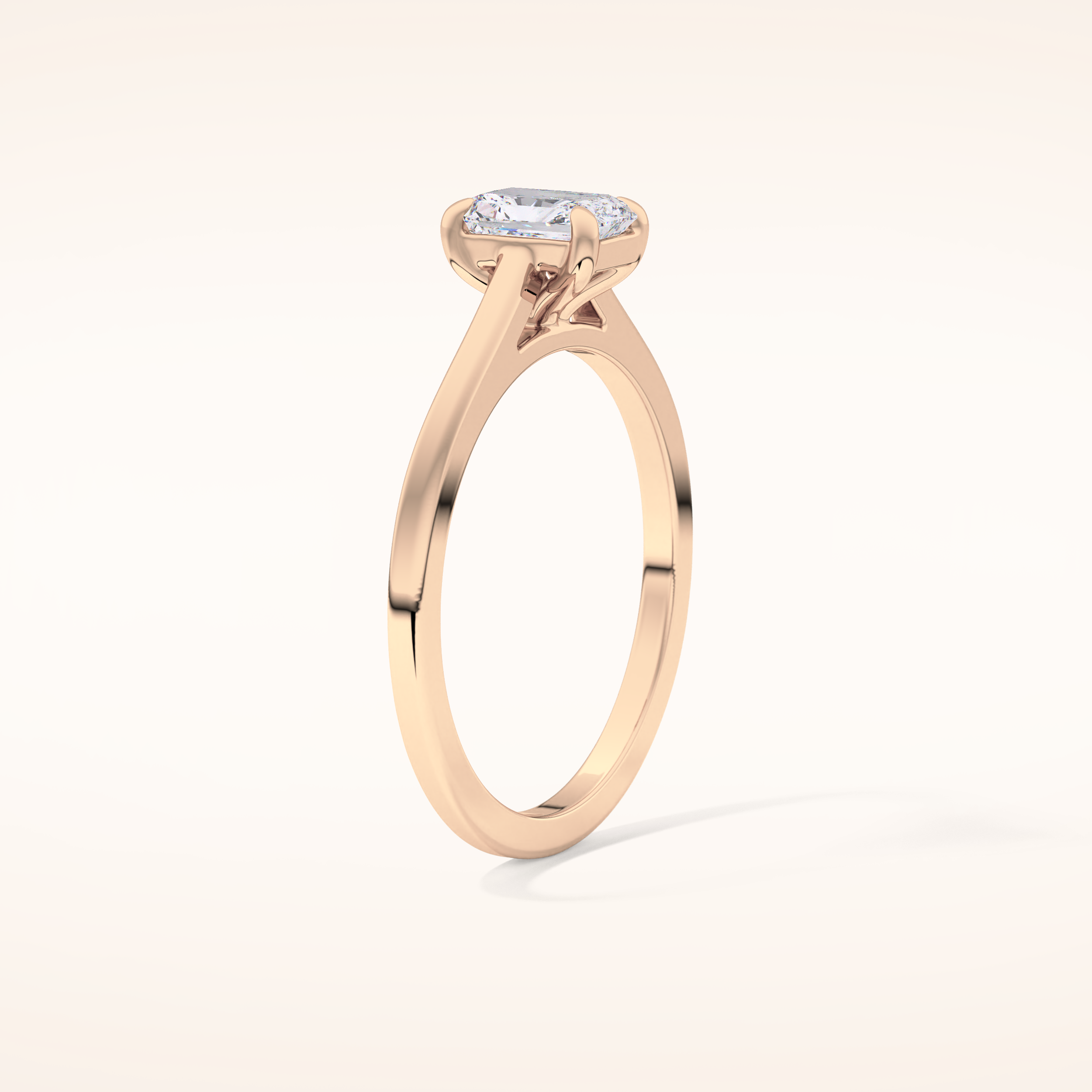 0.66 CT Radiant Shaped Solitaire Moissanite Engagement Ring