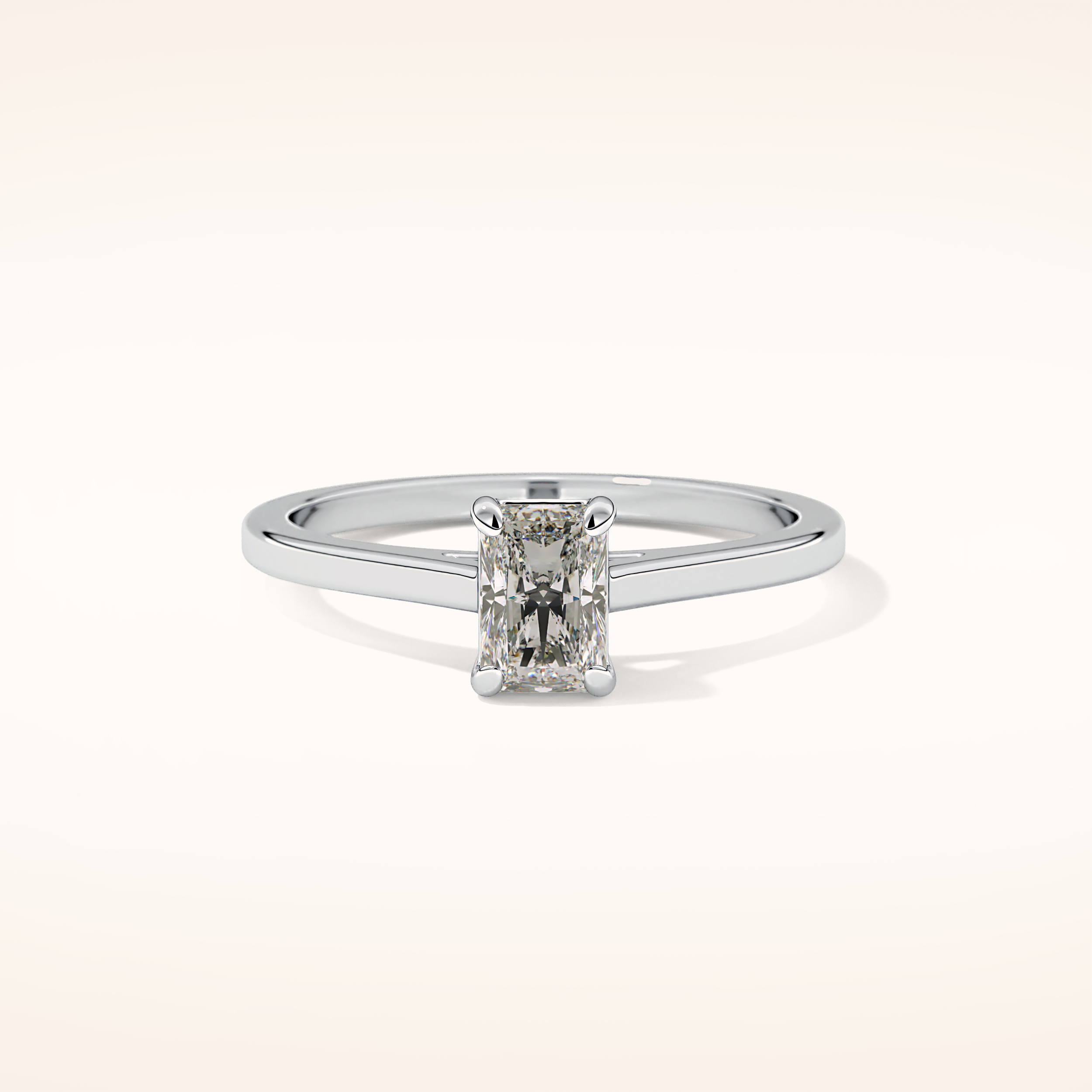 0.66 CT Radiant Shaped Solitaire Moissanite Engagement Ring