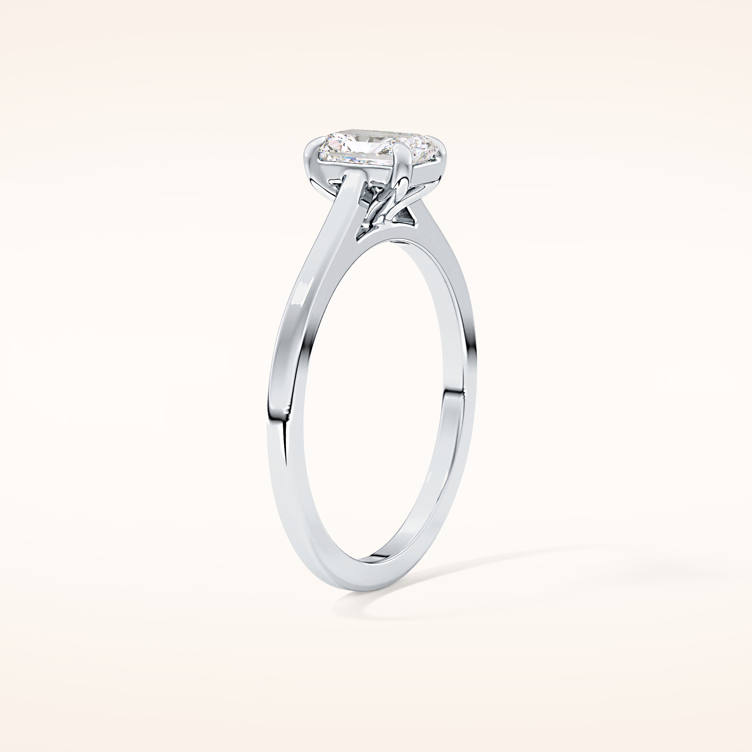 0.66 CT Radiant Shaped Solitaire Moissanite Engagement Ring