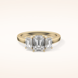 1.02 CT Emerald Shaped Three Stone Moissanite Engagement Ring