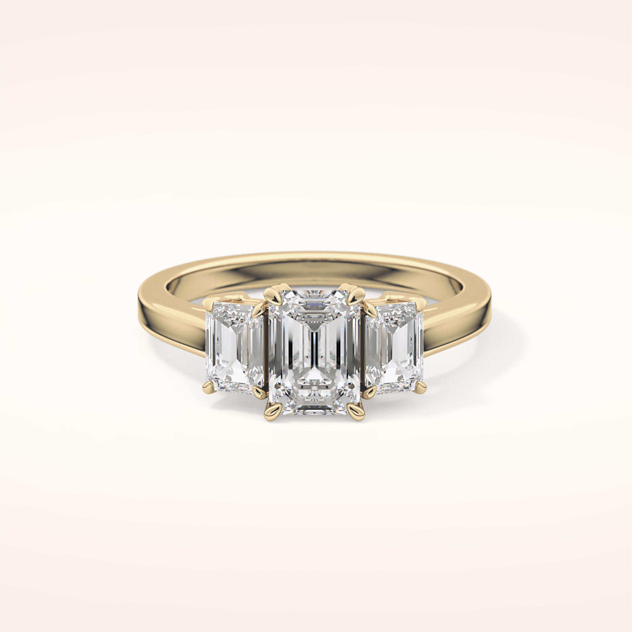 1.02 CT Emerald Shaped Three Stone Moissanite Engagement Ring