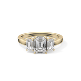 Emerald Threee Stone Lab Grown Diamond Engagement Ring