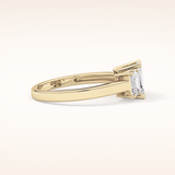 1.02 CT Emerald Shaped Three Stone Moissanite Engagement Ring
