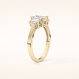 1.02 CT Emerald Shaped Three Stone Moissanite Engagement Ring