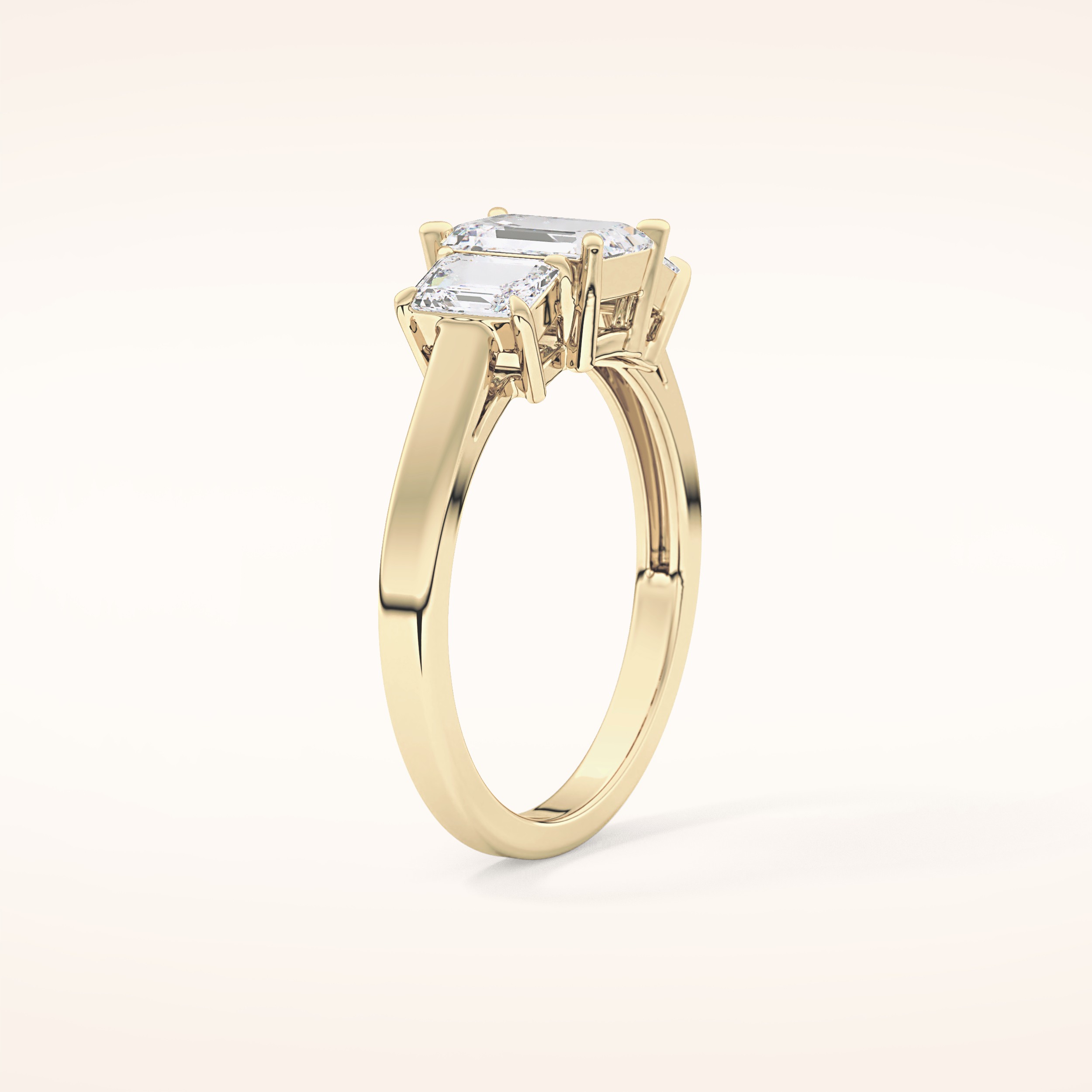 1.02 CT Emerald Shaped Three Stone Moissanite Engagement Ring