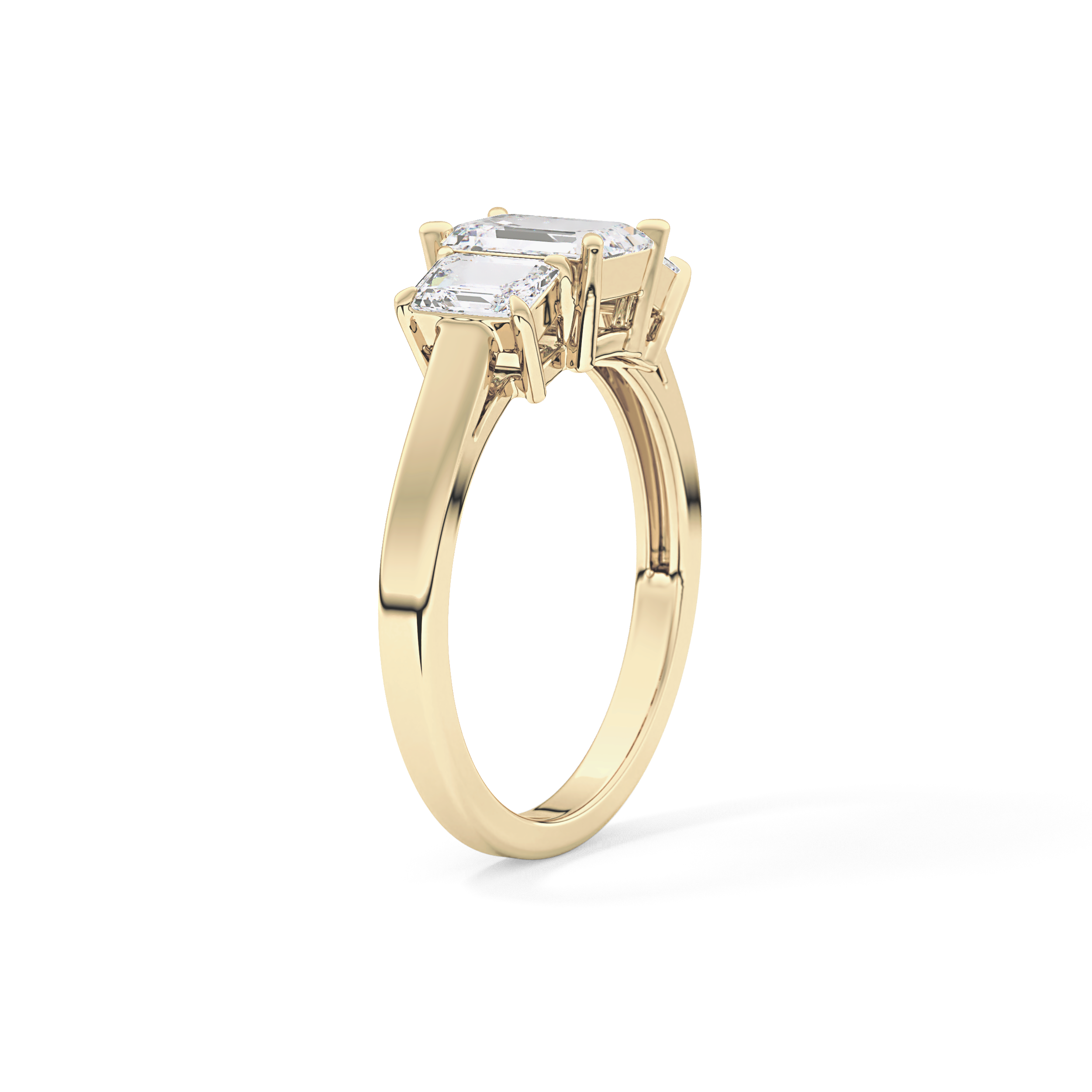 Emerald Threee Stone Lab Grown Diamond Engagement Ring
